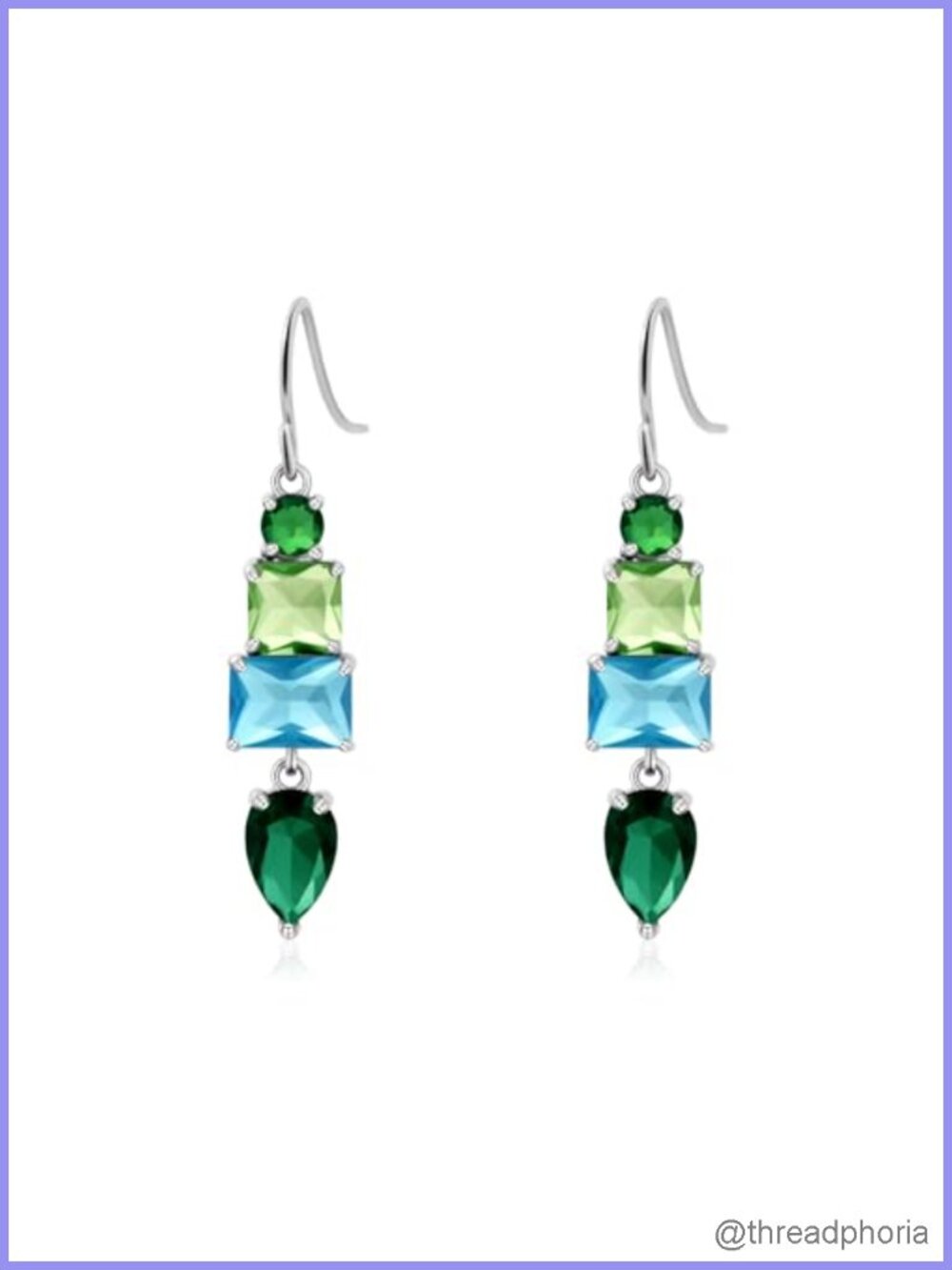 Silver Plated Cubic Zirconia Dangle Earrings Extra Long Hooks